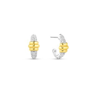 Brinco Argola Ópera em Ouro Branco com Ouro Amarelo 18k e Diamantes