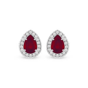 Brinco Classic Oriental em Ouro Branco 18k com Rubi e Diamantes