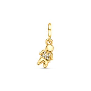 Pingente Life Menino em Prata 925 com Banho de Ouro Amarelo 18k com Pedras Incolores