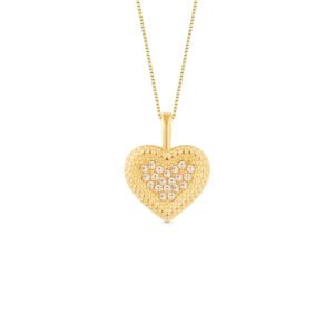 Pingente Amantes Coração em Ouro Amarelo 18k com Diamantes Brown