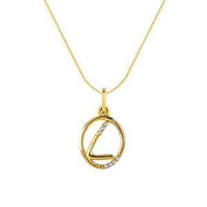Pingente Letra L em Ouro Amarelo 18k com Diamantes
