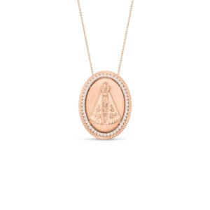 Pingente Virtuosa N.Sra. Aparecida em Ouro Rosé 18k com Diamantes