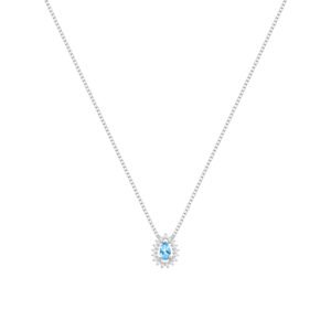 Pingente Classic Oriental em Ouro Branco 18k com Topázio Sky e Diamantes