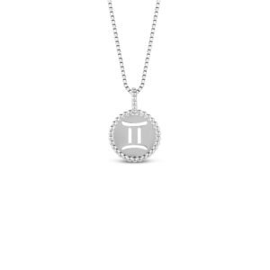 Pingente Signo Gêmeos em Ouro Branco 18k
