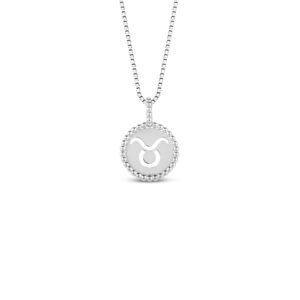 Pingente Signo Touro em Ouro Branco 18k