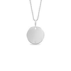 Pingente Personalizável em Ouro Branco 18k com Diamante