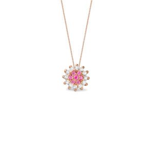 Pingente Margie em Ouro Rosé 18k com Safiras Rosa e Topázios Incolores