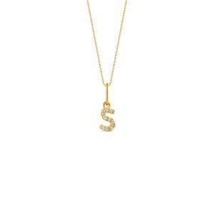 Pingente Letra S em Ouro Amarelo 18k com Diamantes