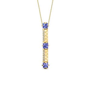 Pingente Icona em Ouro Amarelo 18k com Tanzanitas e Diamantes