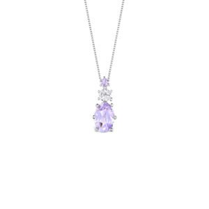 Pingente Marine em Prata 925 com Ametistas Rosa e Topázio Incolor
