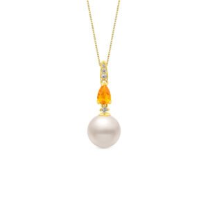Pingente Reali em Ouro Amarelo 18k com Pérola, Opala de Fogo e Diamantes