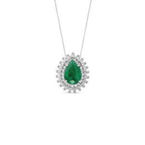 Pingente Clássicos em Ouro Branco 18k com Esmeralda e Diamantes