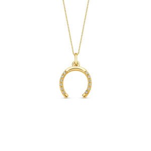 Pingente Icones Ferradura em Ouro Amarelo 18k com Topázio Incolor