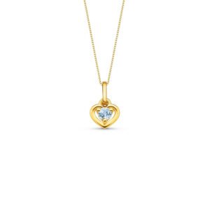 Pingente Heart em Ouro Amarelo 18k com Topázio Sky