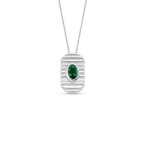 Pingente Gomos Color em Prata 925 com Turmalina Verde