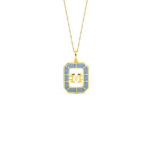 Pingente Alfabeto Letra M em Ouro Amarelo 18k com Esmalte