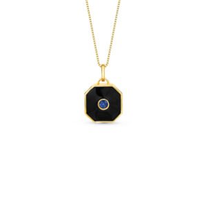Pingente Isla em Ouro Amarelo 18k com Esmalte e Safira Azul