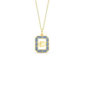 Pingente Alfabeto Letra E em Ouro Amarelo 18k com Esmalte