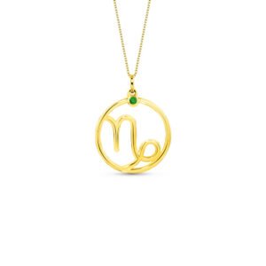 Pingente Zodíaco Capricórnio em Ouro Amarelo 18k com Tsavorita