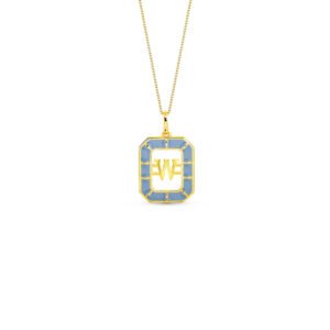 Pingente Alfabeto Letra W em Ouro Amarelo 18k com Esmalte