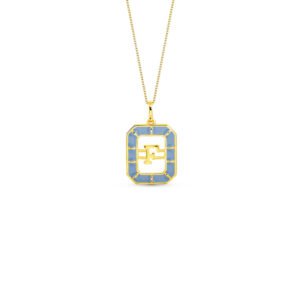 Pingente Alfabeto Letra F em Ouro Amarelo 18k com Esmalte