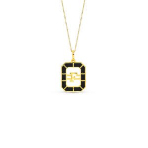 Pingente Alfabeto Letra F em Ouro Amarelo 18k com Esmalte