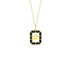 Pingente Alfabeto Letra X em Ouro Amarelo 18k com Esmalte