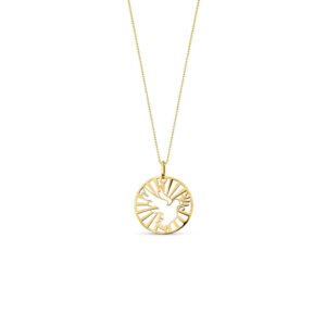 Pingente Medalha Divino Espírito Santo em Ouro Amarelo 18k