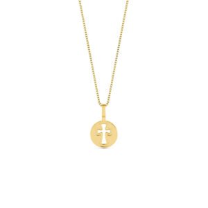Pingente Medalha Cruz em Ouro Amarelo 18k
