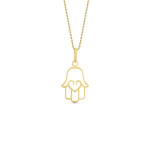 Pingente Medalha Hamsá em Ouro Amarelo 18k