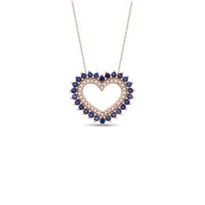 Pingente Love em Ouro Rosé 18k com Safiras Azul e Diamantes Brown