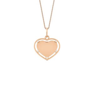 Pingente Personalizável Coração em Ouro Rosé 18k com Diamantes