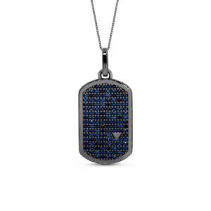 Pingente Argos em Prata 925 com Ródio Negro e Safiras Azul