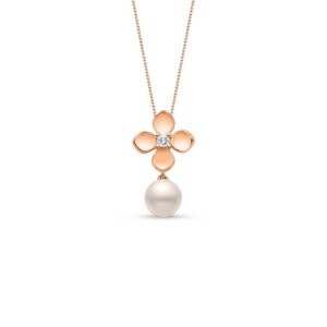 Pingente Giardino em Ouro Rosé com Pérola e Diamante