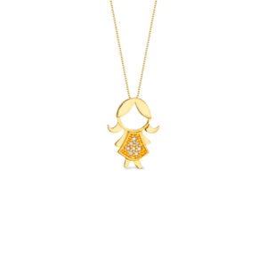 Pingente Menina em Ouro Amarelo 18k com Diamantes