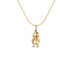 Pingente Menina em Ouro Amarelo 18k com Diamantes