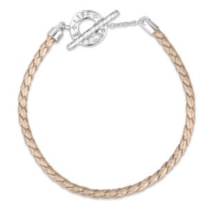 Pulseira Life em Couro Rosé com Prata 925