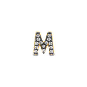 Brinco Único Letra M em Ouro Amarelo 18k com Diamantes