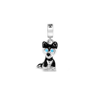 Pingente Life Animal Husky em Prata 925 com Esmalte