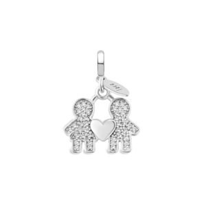 Pingente Life Amor Casal em Prata 925 com Pedras Incolores