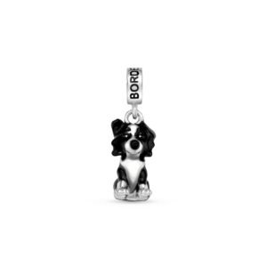Pingente Life Animal Border Collie em Prata 925 com Esmalte