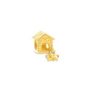 Separador Life Casinha de Cachorro em Prata 925 com Banho de Ouro Amarelo 18k
