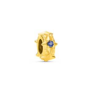 Separador Life Cosmic em Prata 925 com Banho de Ouro Amarelo 18k e Pedra Azul