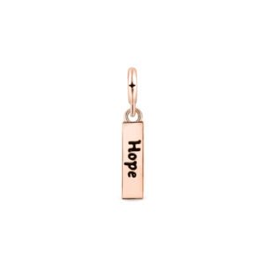 Pingente Life Wishes Placa Hope Believe em Liga Rosé com Banho de Ouro Rosé 18k