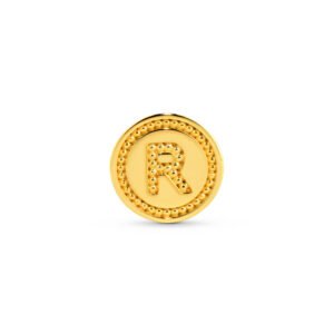 Pingente Life Letra R em Prata 925 com Banho de Ouro Amarelo 18k