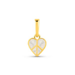 Pingente Life Paz e Amor Coração em Prata 925 com Banho de Ouro Amarelo 18k e Esmalte