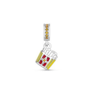 Pingente Life Food Batata Frita em Prata 925 com Pedras Amarelas e Esmalte