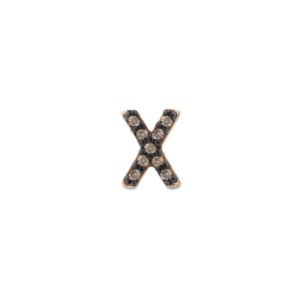 Brinco Único Letra X em Ouro Rosé 18k com Diamantes