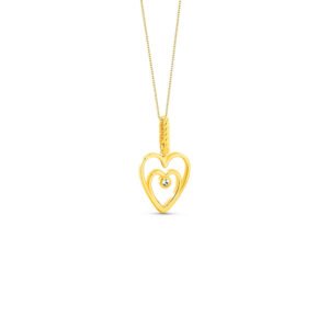 Pingente Lullaby Coração em Ouro Amarelo 18k com Safira Incolor