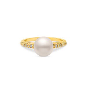 Anel Reali em Ouro Amarelo 18K com Pérola e Diamantes